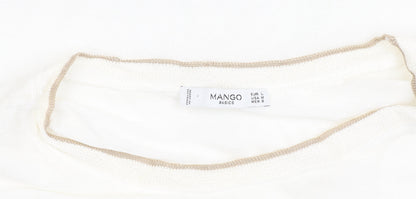 Womens UK Size L Mango Ivory Jersey Blouse