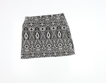 Marks and Spencer Women's Black Geometric Skirt, Size 14