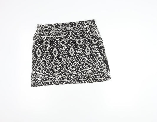 Marks and Spencer Women's Black Geometric Skirt, Size 14