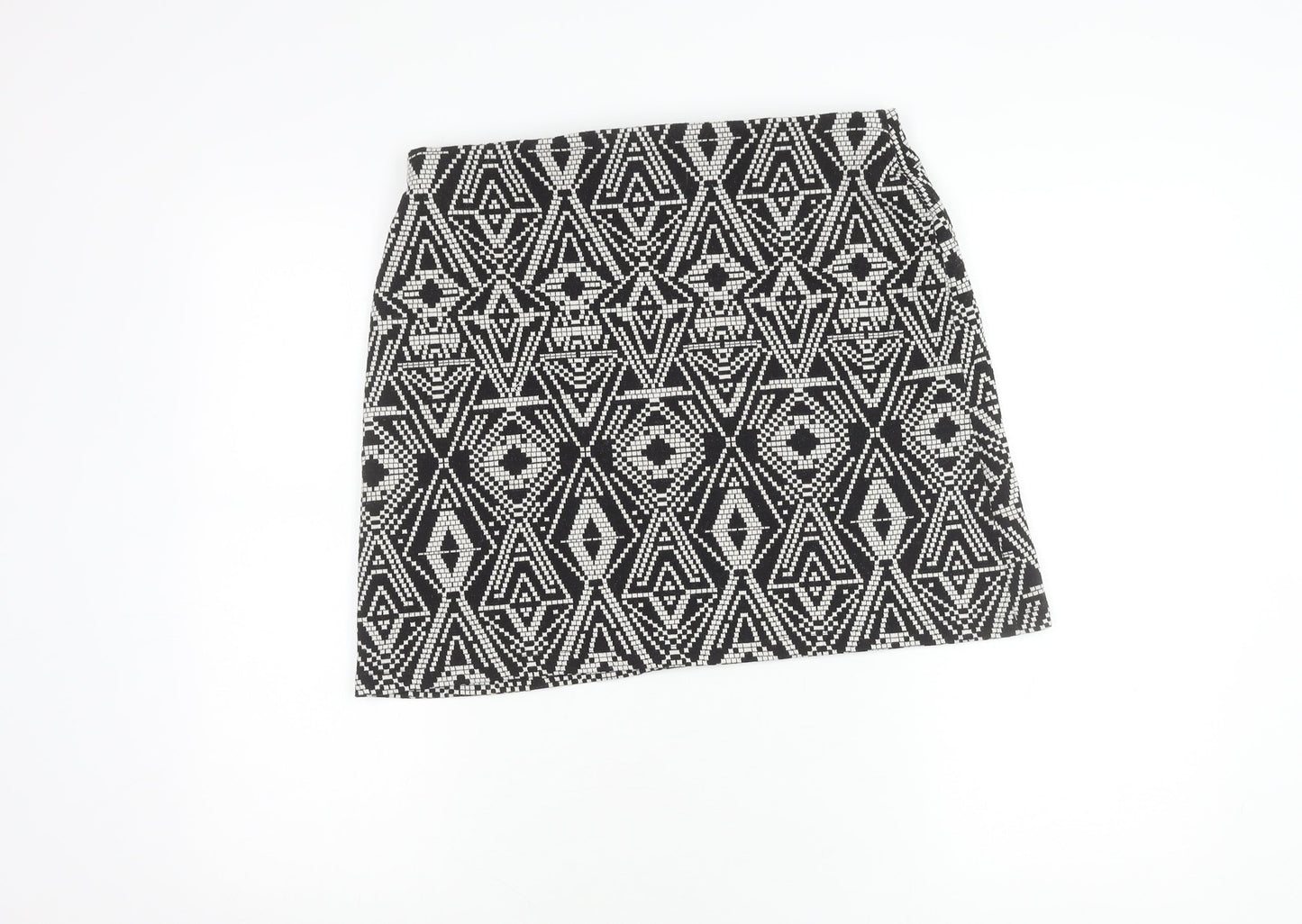 Marks and Spencer Women's Black Geometric Skirt, Size 14