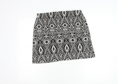 Marks and Spencer Women's Black Geometric Skirt, Size 14