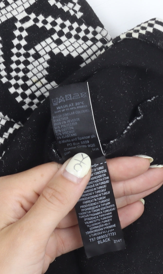 Marks and Spencer Women's Black Geometric Skirt, Size 14