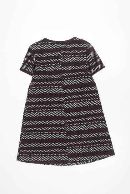 Zara Women's Multicoloured Geometric Shift Dress Size 12