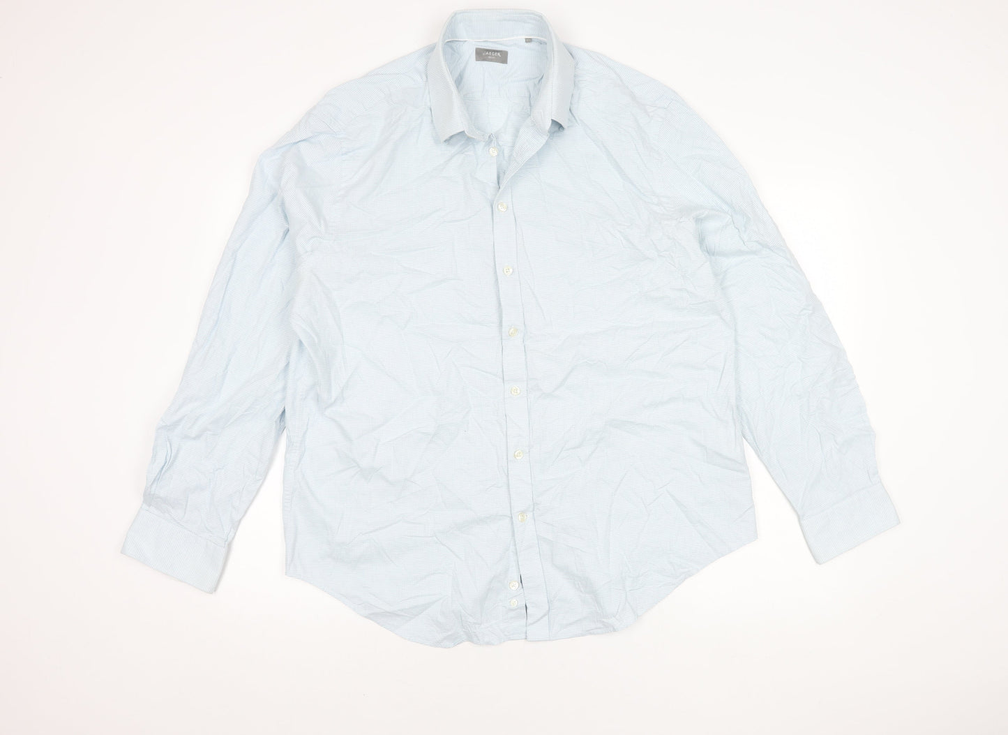 Jaeger Men's Blue Slim Fit Checked Shirt 17.5