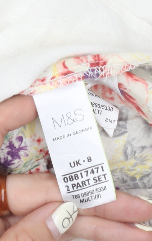 Marks and Spencer Floral Skirt Set Women Multicoloured UK 8