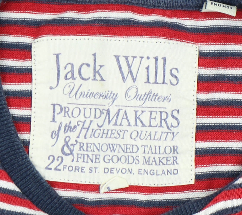 Jack Wills Men's Striped T-Shirt Small Red, Blue