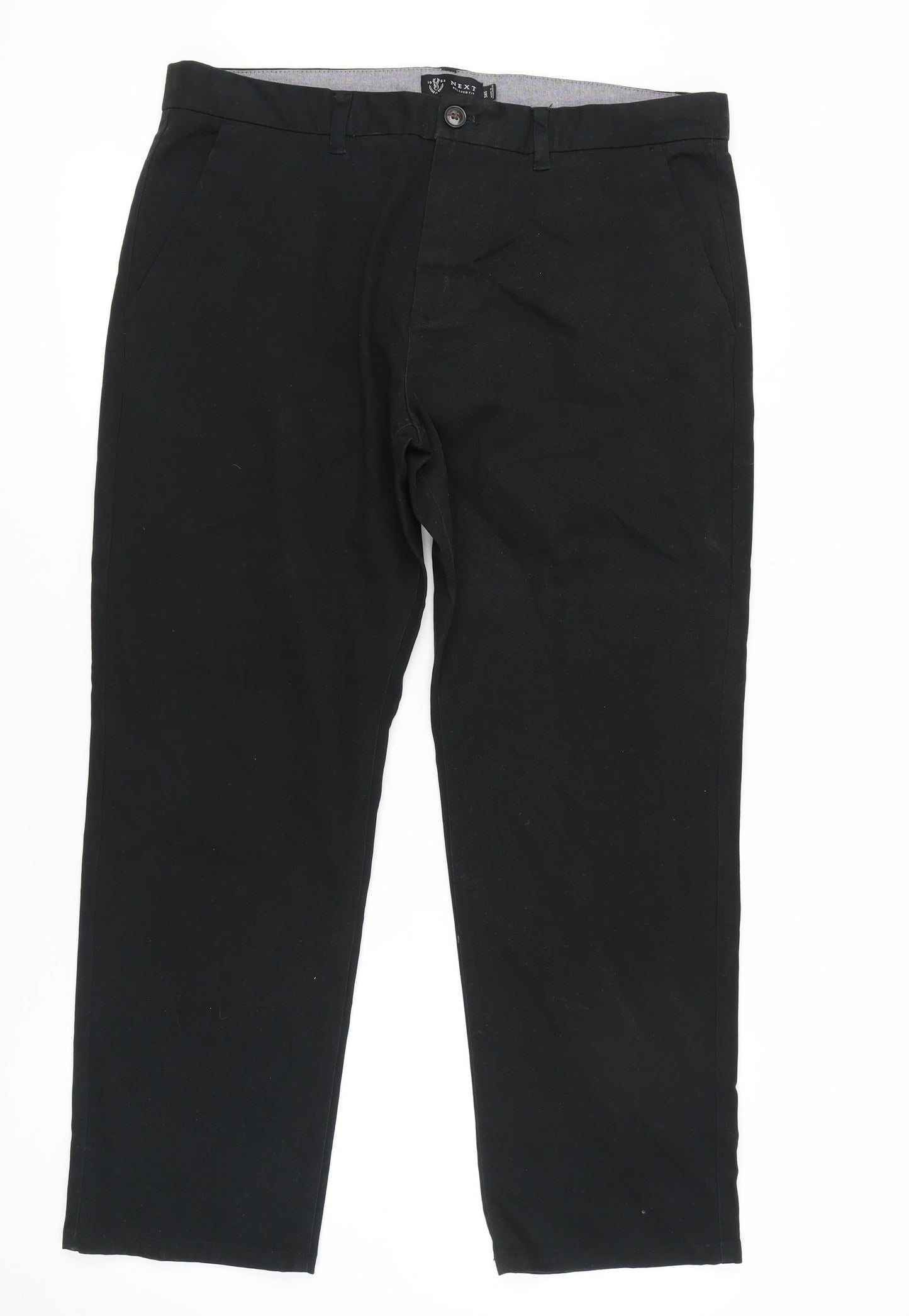 Next Men's Black Chino Trousers, Size 38S, Relaxed Fit