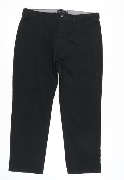 Next Men's Black Chino Trousers, Size 38S, Relaxed Fit
