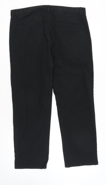 Next Men's Black Chino Trousers, Size 38S, Relaxed Fit