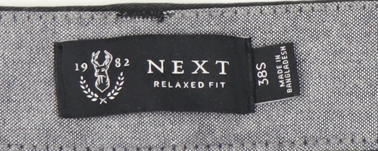 Next Men's Black Chino Trousers, Size 38S, Relaxed Fit