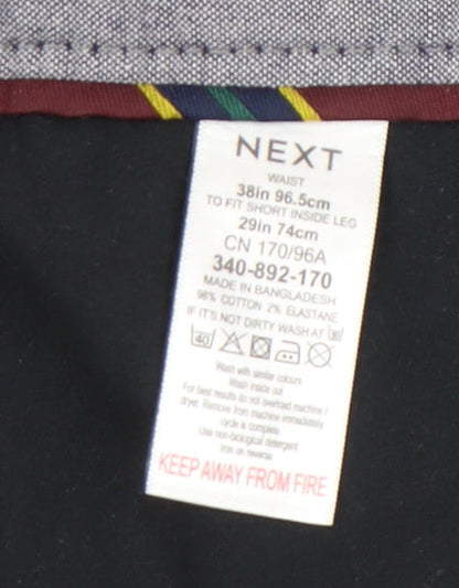Next Men's Black Chino Trousers, Size 38S, Relaxed Fit