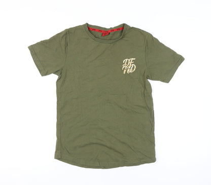 DFND Boys' Green T-Shirt, Size 13-14, Logo Accent