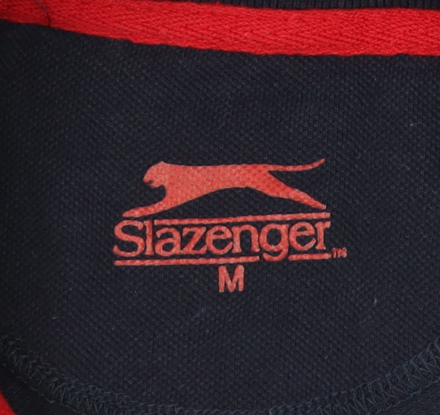 Slazenger Men's Blue Polo Shirt M, Short Sleeve, Cotton