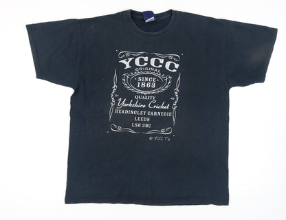 YCCC Men's Black XL Cotton Sports Graphic Tee