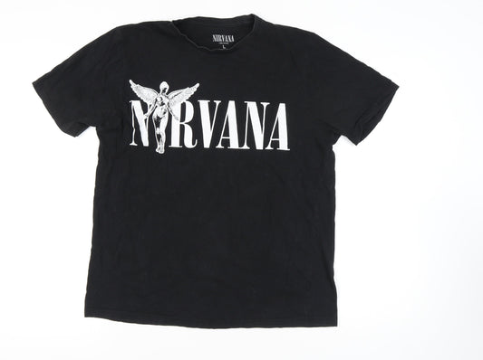 Nirvana Men's Black Short Sleeve Graphic Tee L
