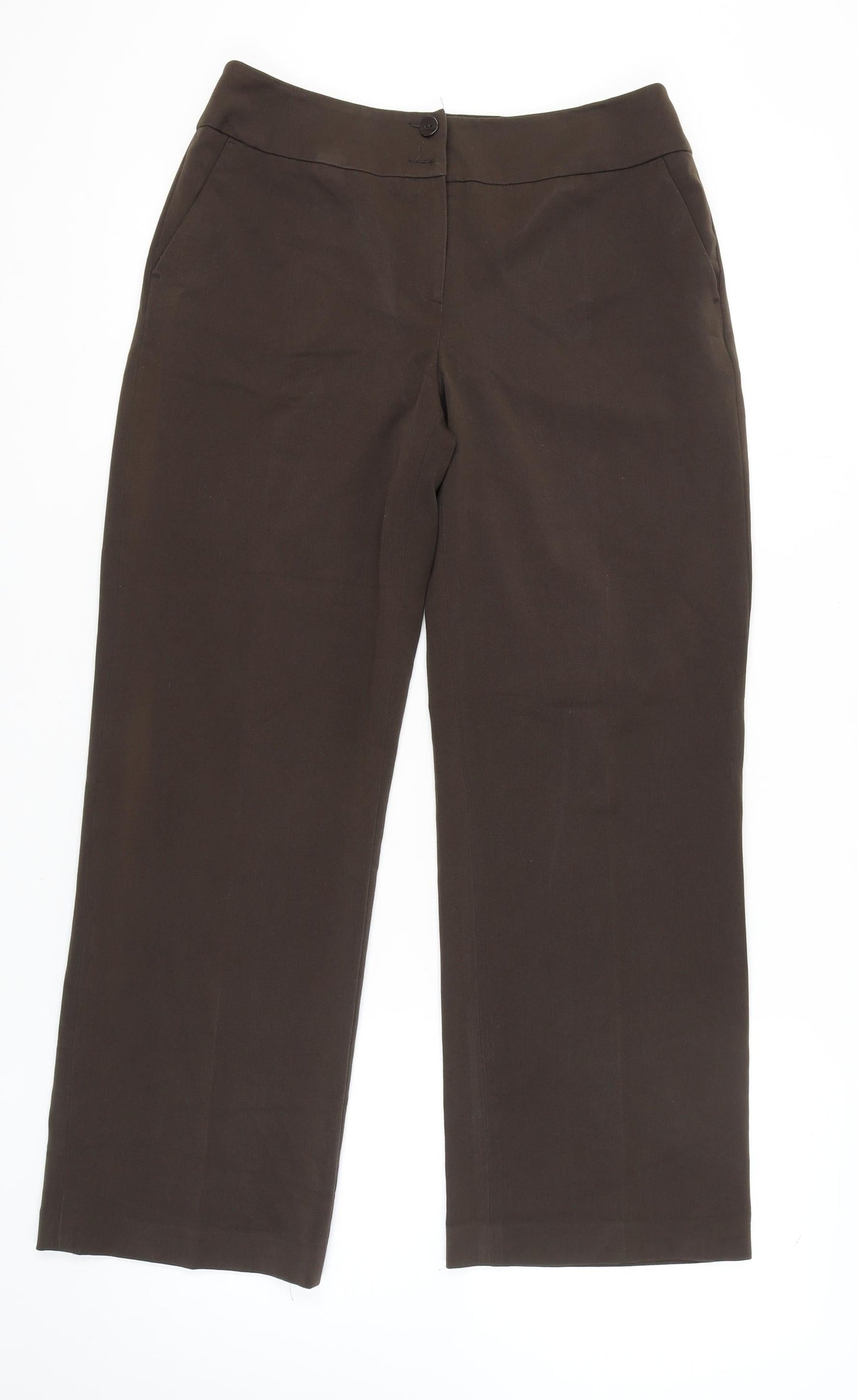 Womens UK Size 12 BHS Classic Fit Business Casual Workwear Brown Trousers