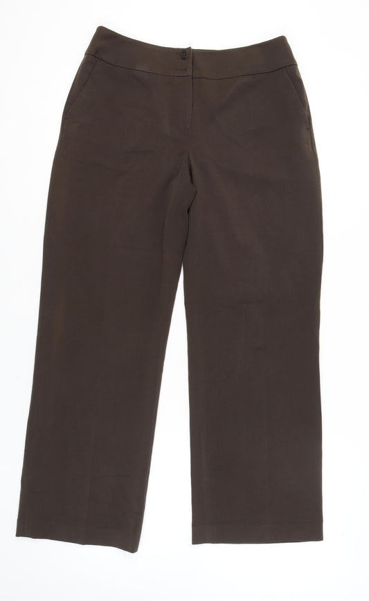 Womens UK Size 12 BHS Classic Fit Business Casual Workwear Brown Trousers