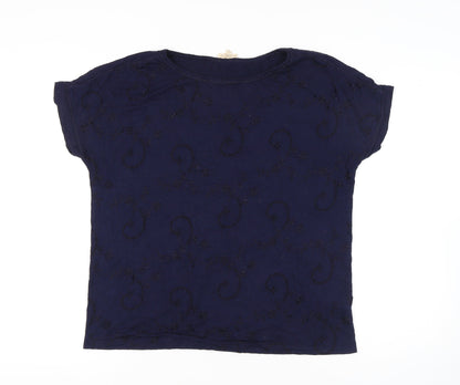 Phase Eight Women's Blue Embroidered T-Shirt, Size 16