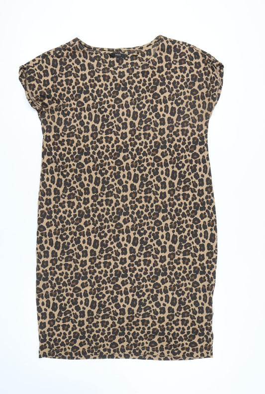 Next Women's Brown Animal Print Shift Dress Size 12