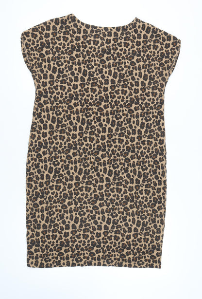 Next Women's Brown Animal Print Shift Dress Size 12
