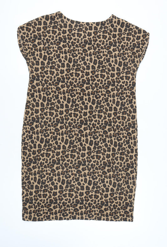 Next Women's Brown Animal Print Shift Dress Size 12