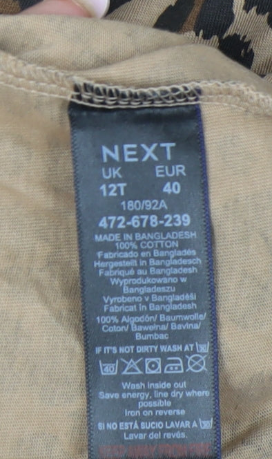 Next Women's Brown Animal Print Shift Dress Size 12