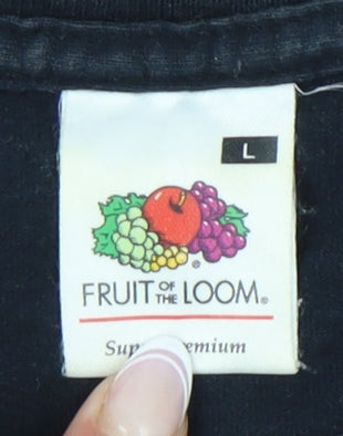 Mens UK Size L Fruit of the Loom Black  T-Shirt