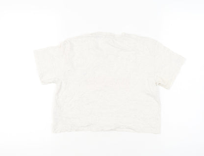 Puma Girls Ivory Cropped T-Shirt Logo Size 11-12 Years