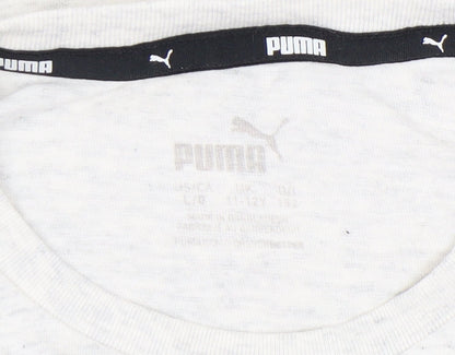 Puma Girls Ivory Cropped T-Shirt Logo Size 11-12 Years