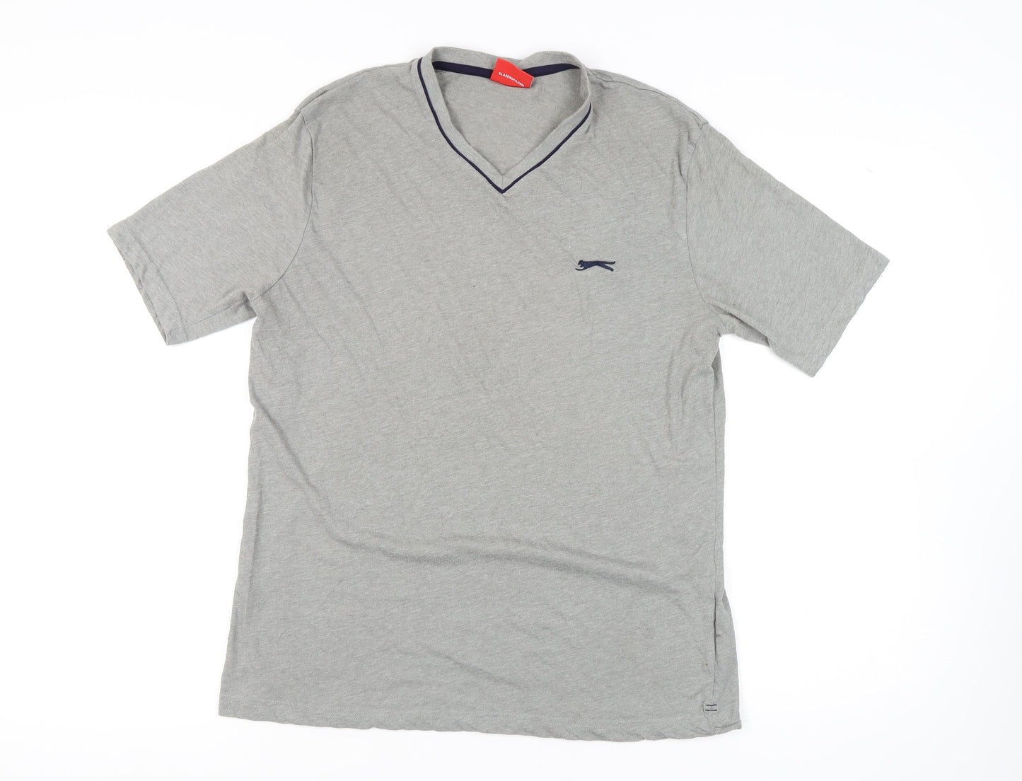 Slazenger Grey V-Neck Men's Short Sleeve T-Shirt, M