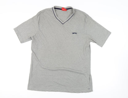 Slazenger Grey V-Neck Men's Short Sleeve T-Shirt, M