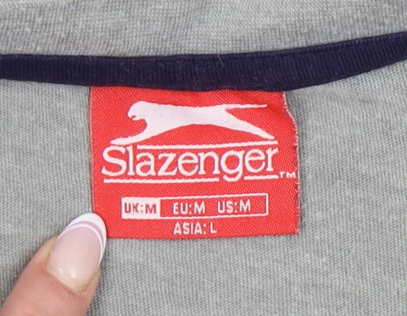 Slazenger Grey V-Neck Men's Short Sleeve T-Shirt, M