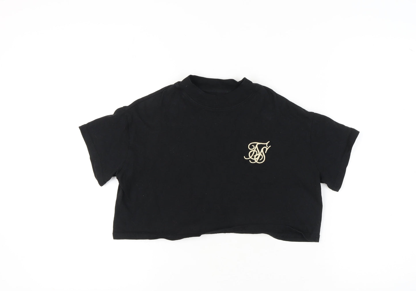 Womens UK Size 6 SikSilk Black Cropped T-Shirt