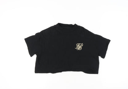 Womens UK Size 6 SikSilk Black Cropped T-Shirt