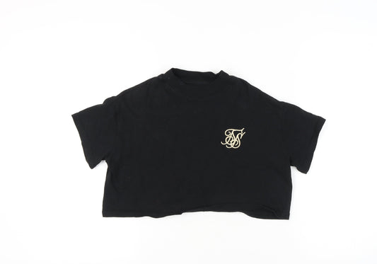 Womens UK Size 6 SikSilk Black Cropped T-Shirt