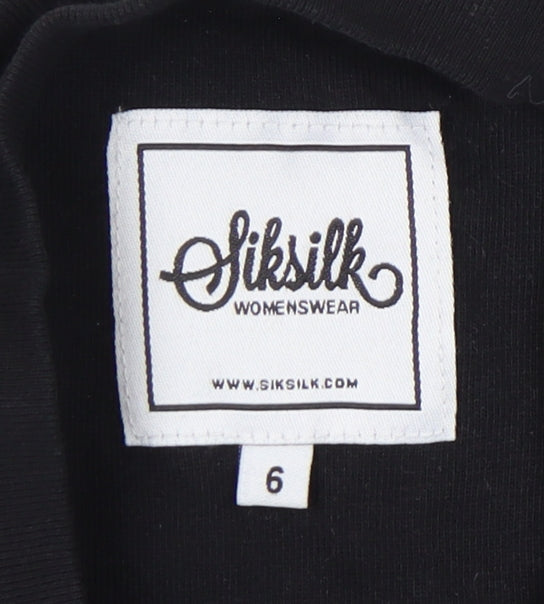 Womens UK Size 6 SikSilk Black Cropped T-Shirt