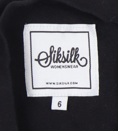Womens UK Size 6 SikSilk Black Cropped T-Shirt