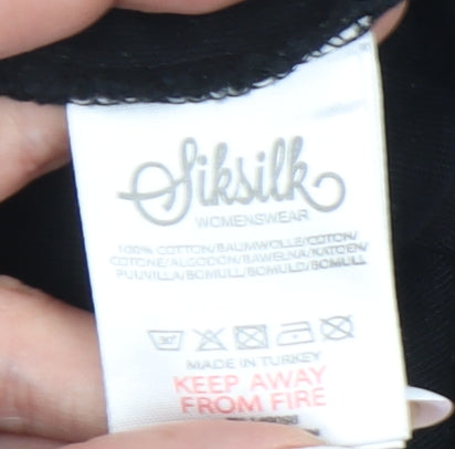 Womens UK Size 6 SikSilk Black Cropped T-Shirt