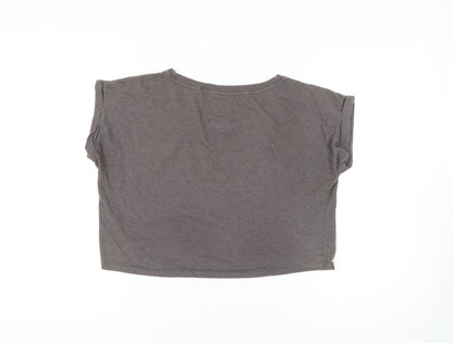 Womens UK Size 12 Tokyo Laundry Grey Cropped T-Shirt