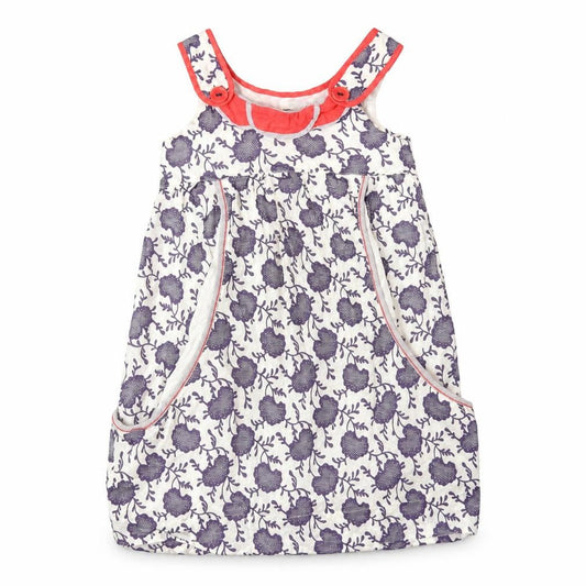 Jean Bourget Girls A-Line Floral Cotton Dress Size 6 Sleeveless