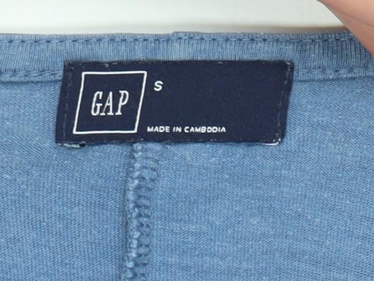 Gap Women's Blue Short Sleeve Embroidered Blouse S