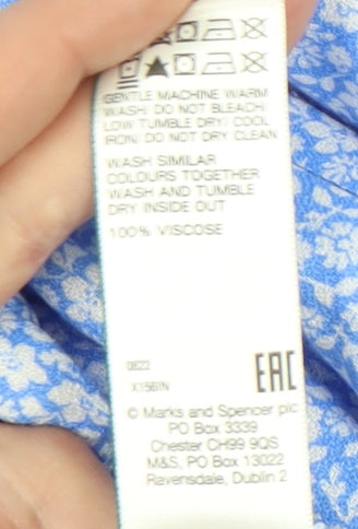 Marks and Spencer Girls Blue Floral Long Sleeve Dress 9-10 Y