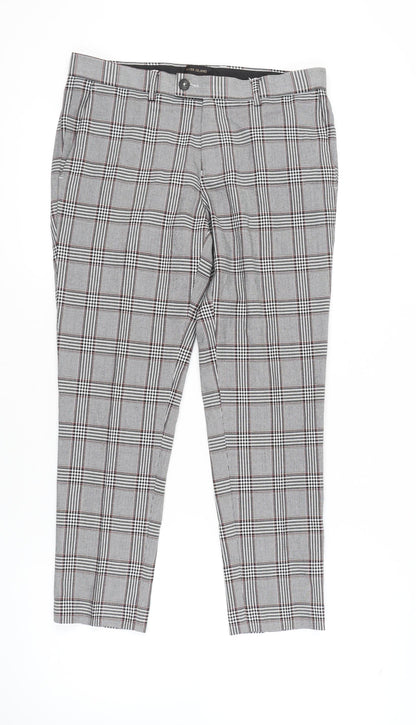 River Island Men's Grey Check Trousers, Size 32