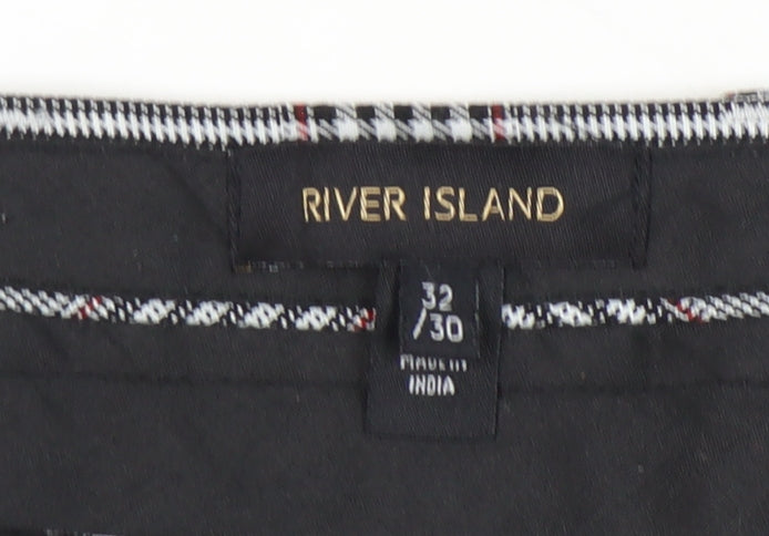River Island Men's Grey Check Trousers, Size 32