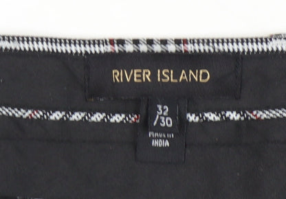 River Island Men's Grey Check Trousers, Size 32