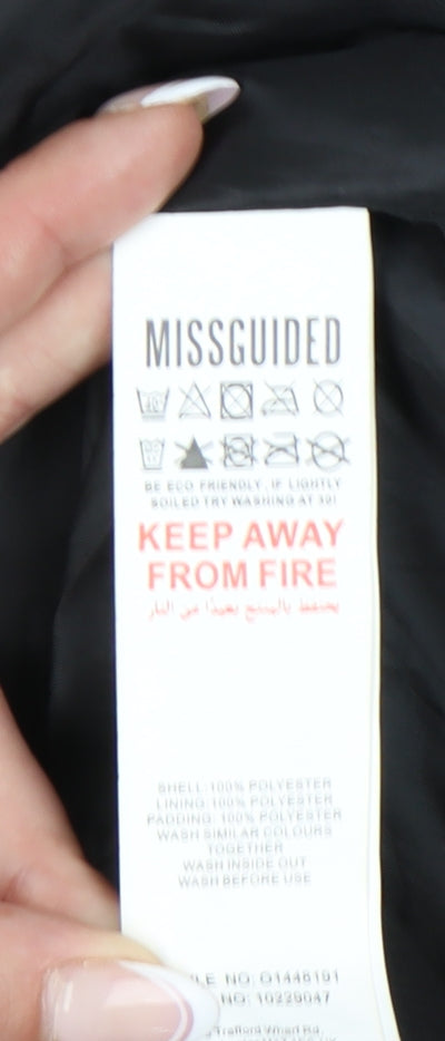 Missguided Black Puffer Jacket Women Size 8