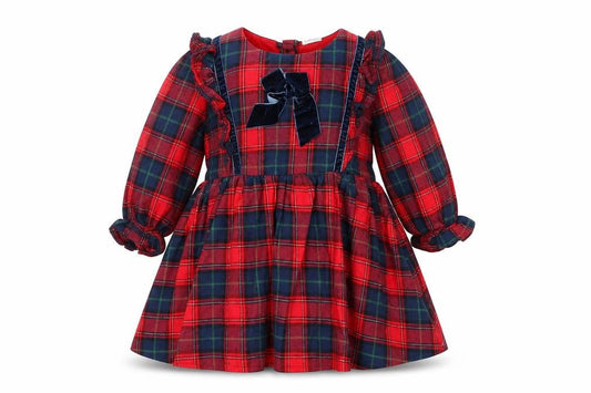 River Island Girls Red Plaid Fit & Flare Dress 6-9 Months