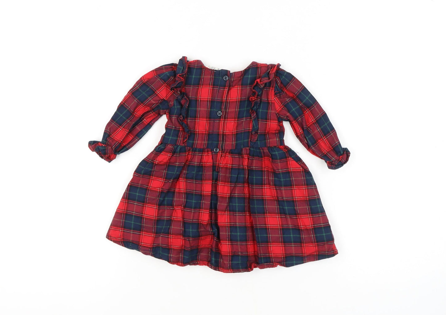 River Island Girls Red Plaid Fit & Flare Dress 6-9 Months