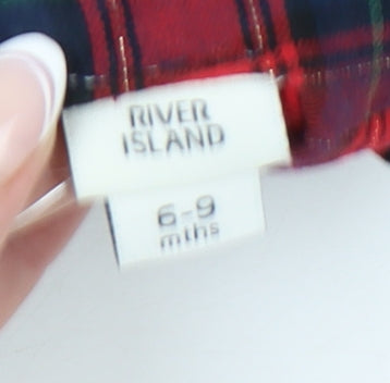 River Island Girls Red Plaid Fit & Flare Dress 6-9 Months