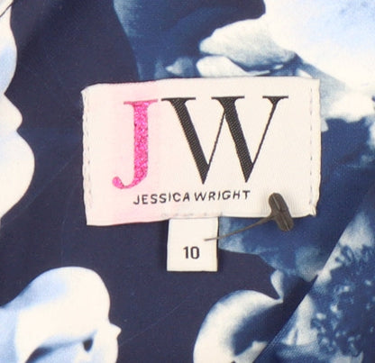 Jessica Wright Women's Blue Floral Bodycon Dress Size 10